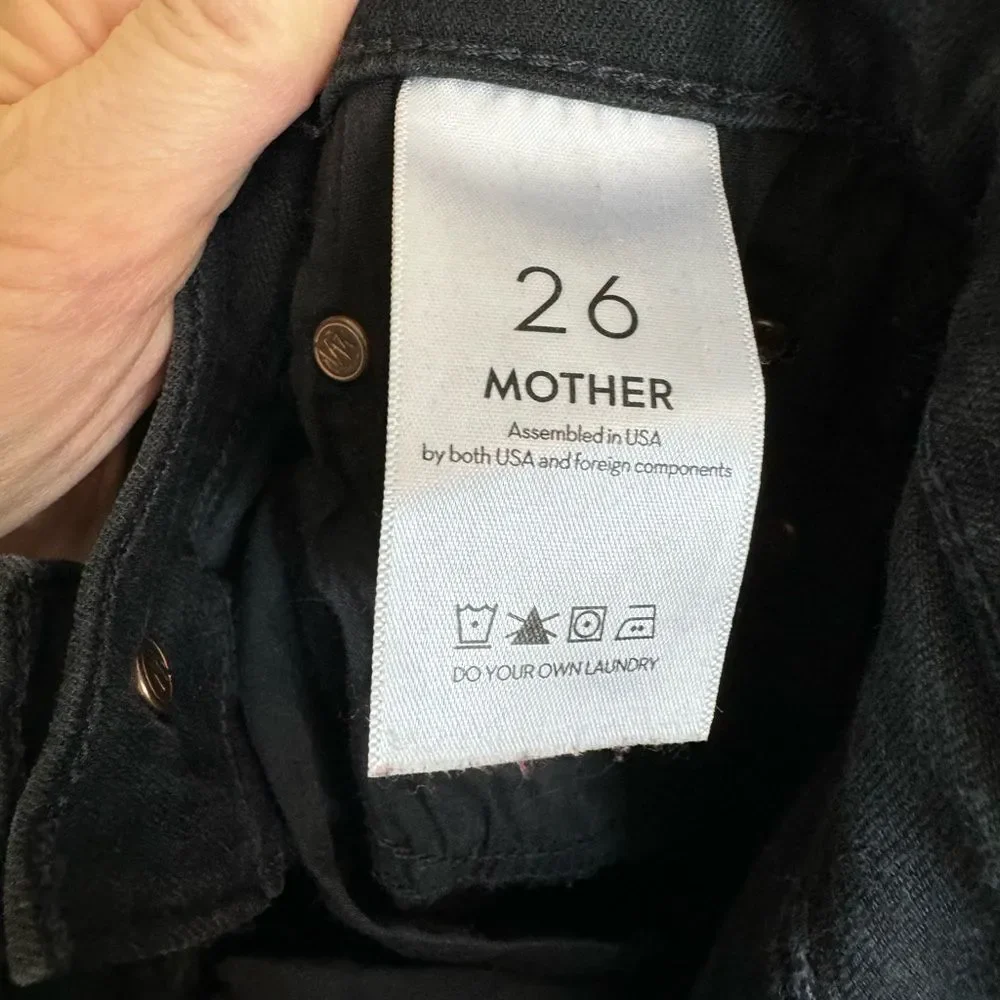 Mother High Wasted Rider Ankle Jeans 26 Not Guilty Black Stretch Denim - Picture 8 of 13